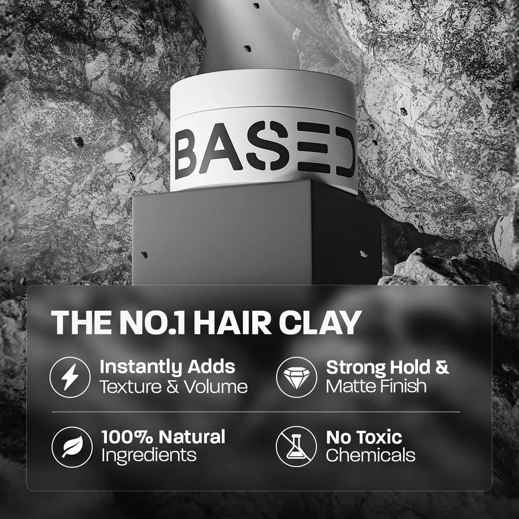 BASED Hair Clay benefits and features - strong hold natural ingredients