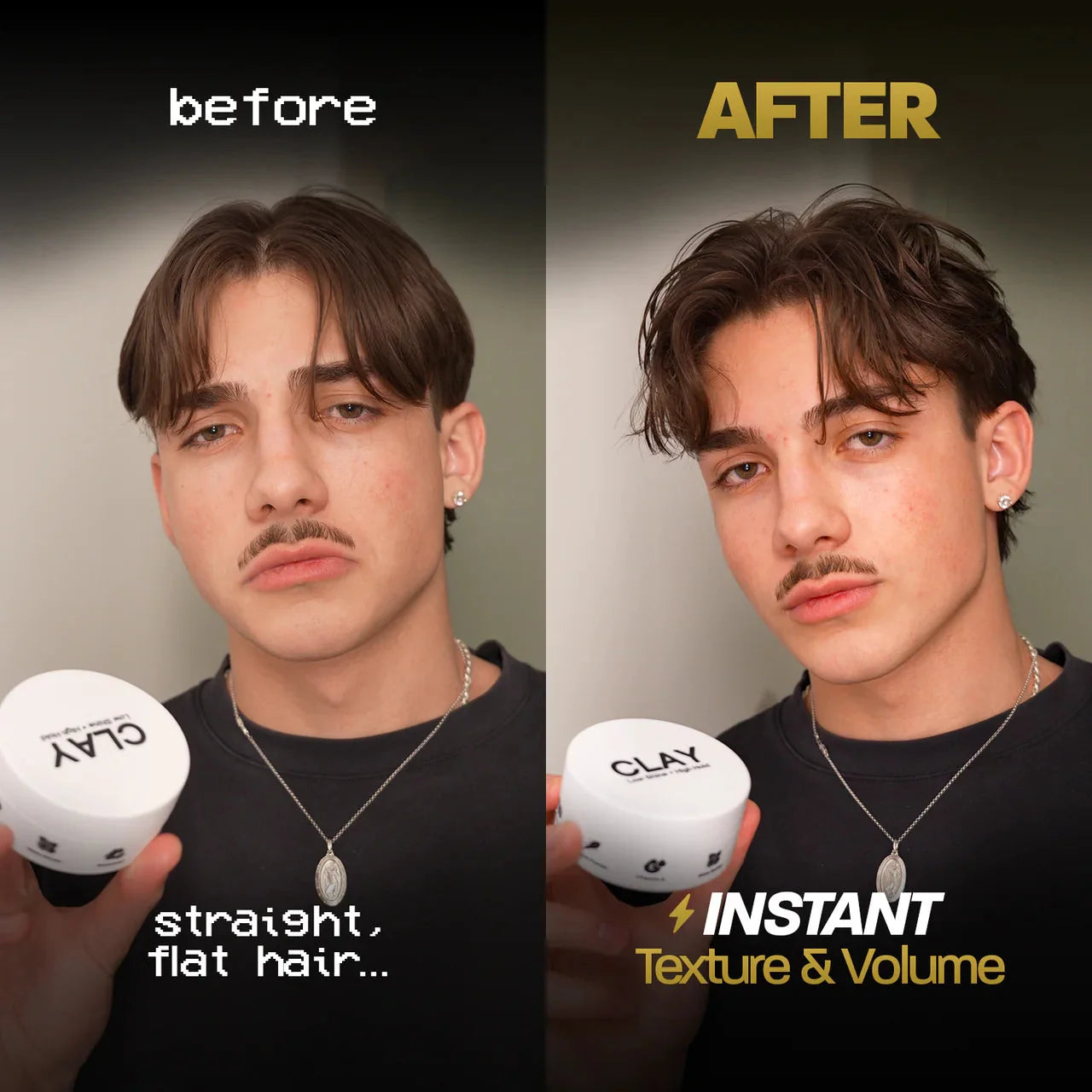 BASED Hair Clay before and after results - men's hairstyle transformation
