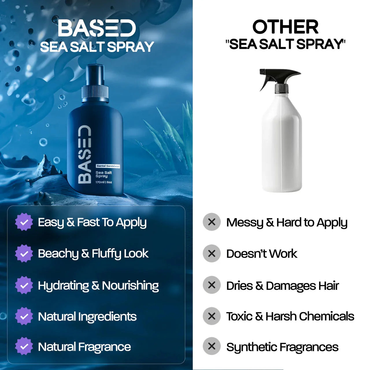 BASED Sea Salt Spray comparison vs other brands - best sea salt spray UK