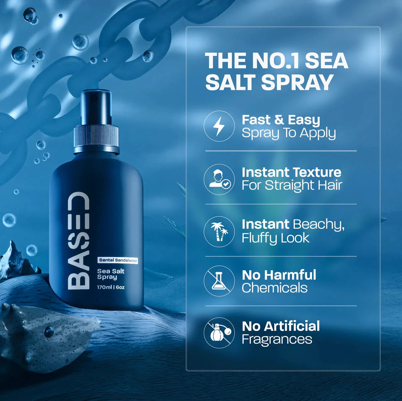 BASED Sea Salt Spray benefits and features - natural beachy waves